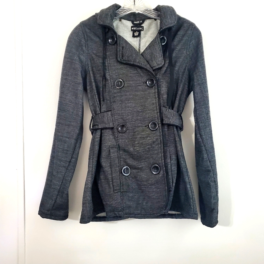 Wet Seal Junior Womens Medium Black Peacoat Jacket Winter